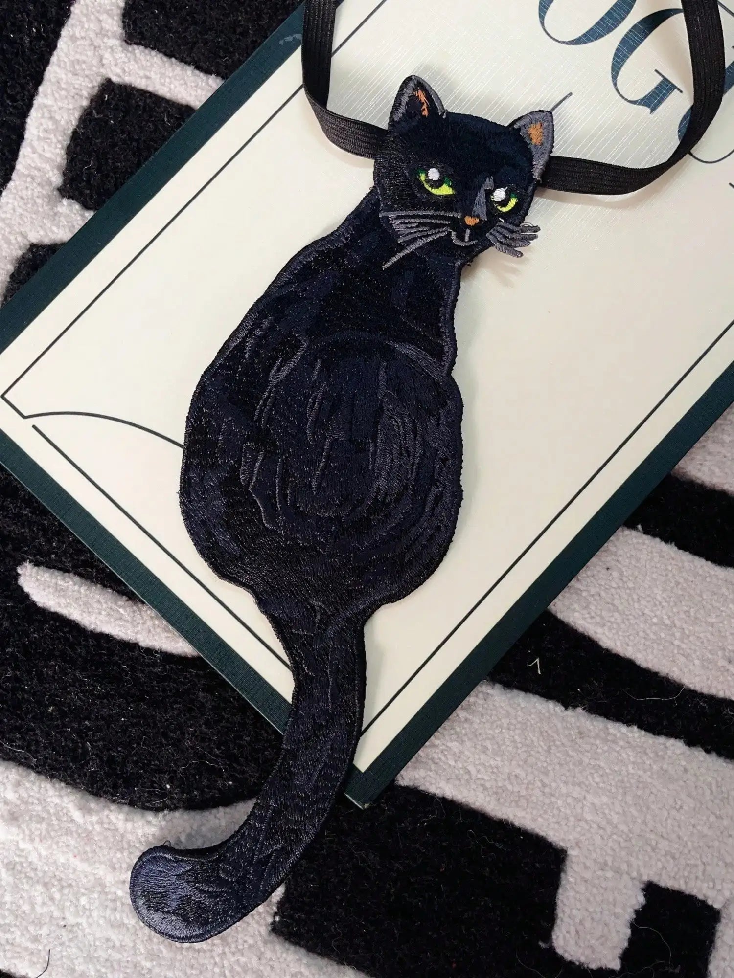 Embroidered Black Cat Tie