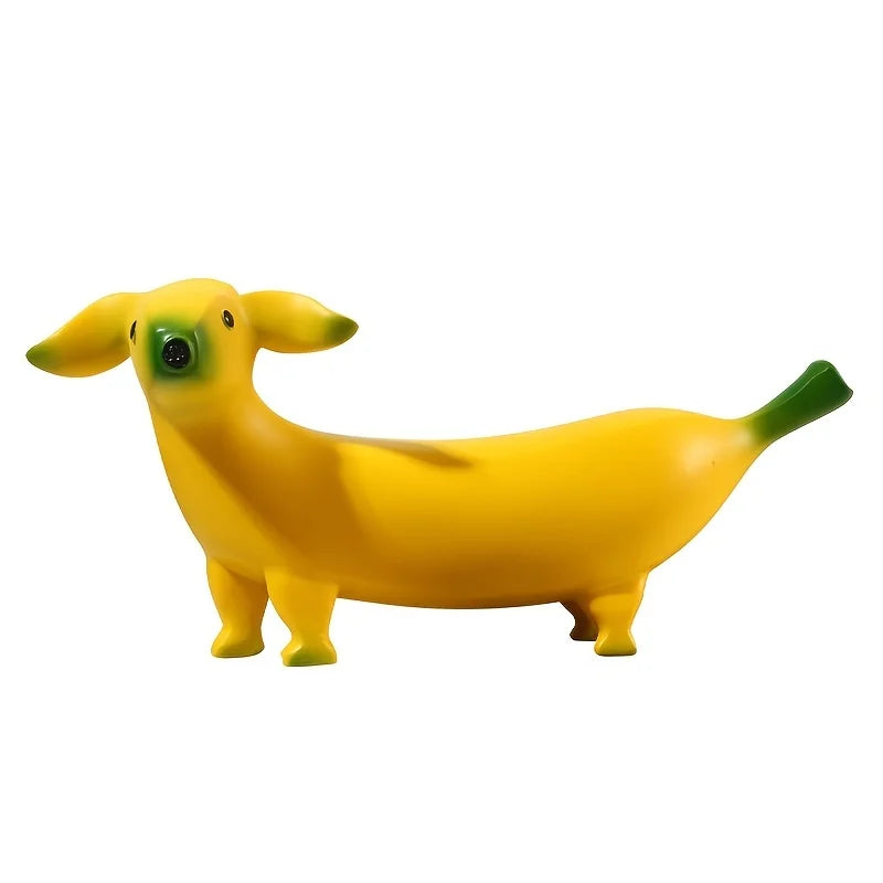 Banana Dog Sculpture - Floral Fawna