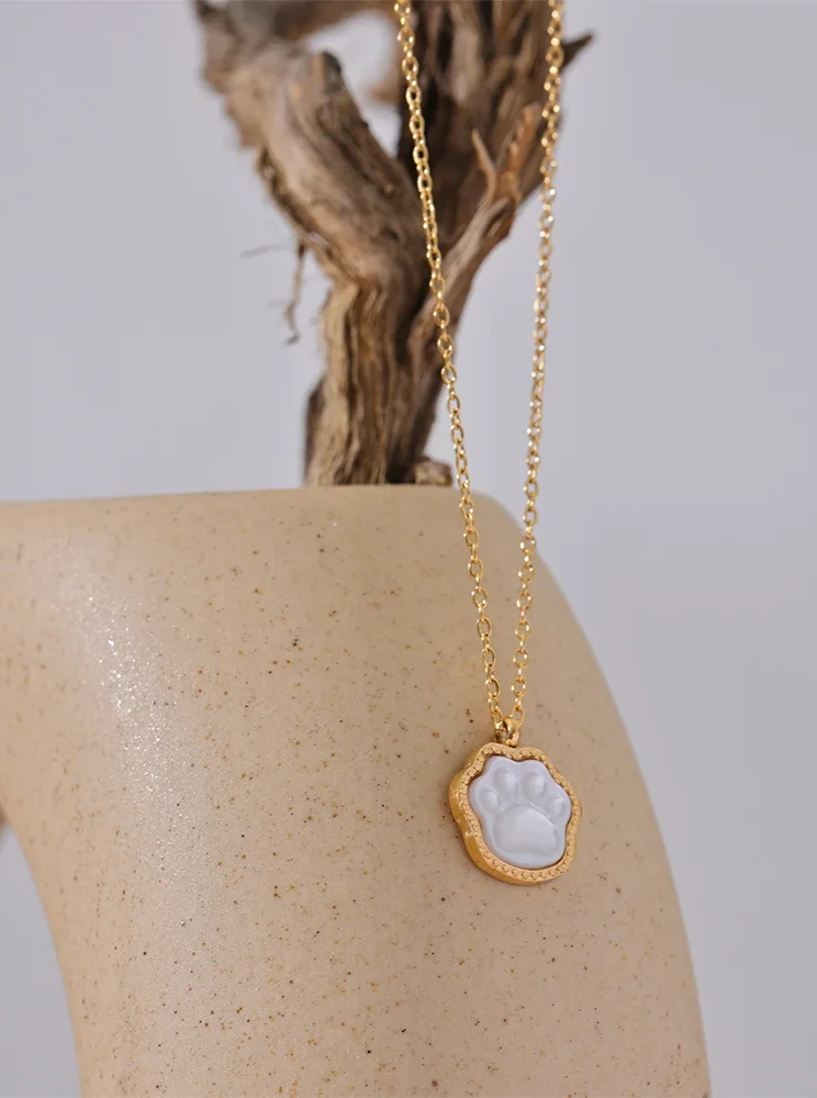 Gold Plated Paw Necklace - Floral Fawna