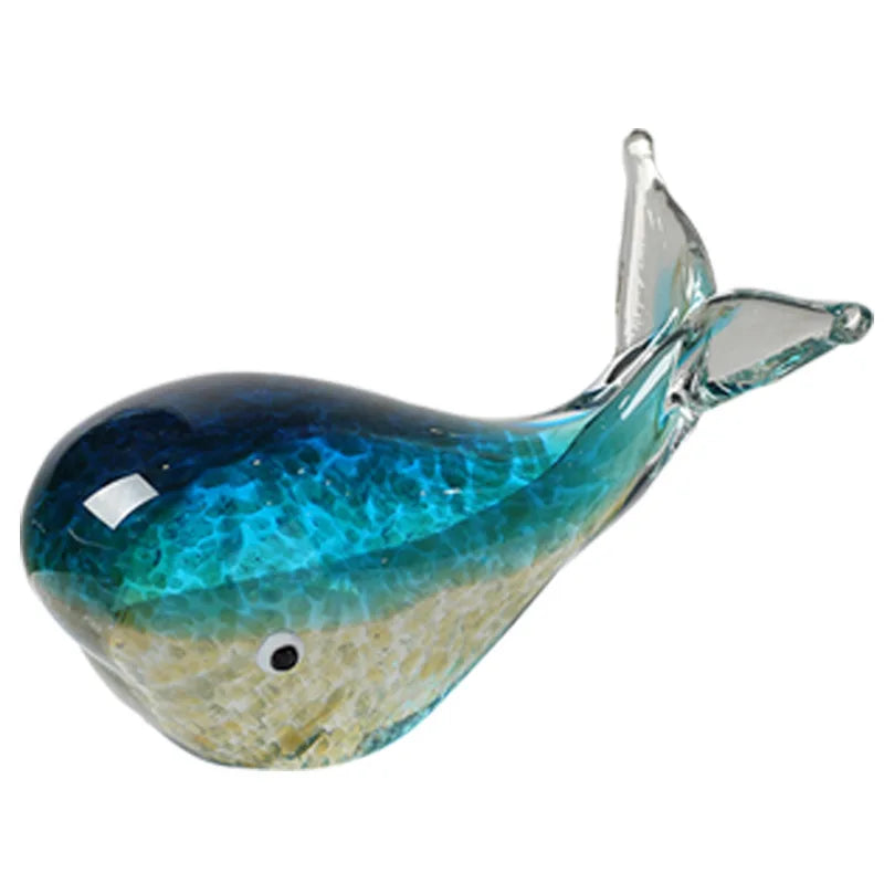 Glass Whale Ornament - Floral Fawna