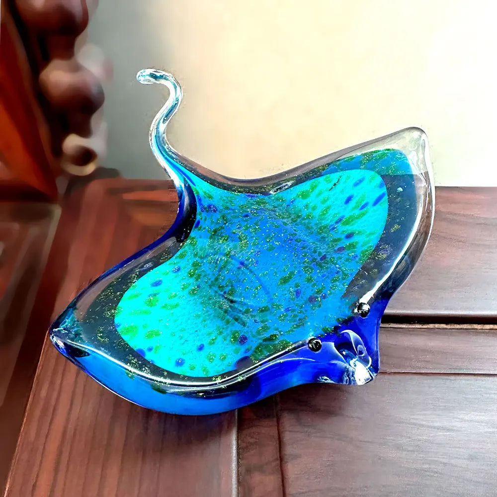 Glass Blown Sting Ray Sculpture - Floral Fawna