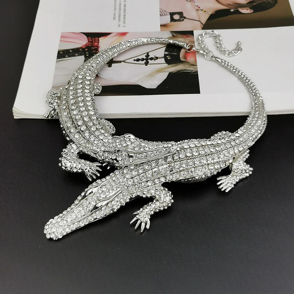 Statement Croc Necklace - Floral Fawna