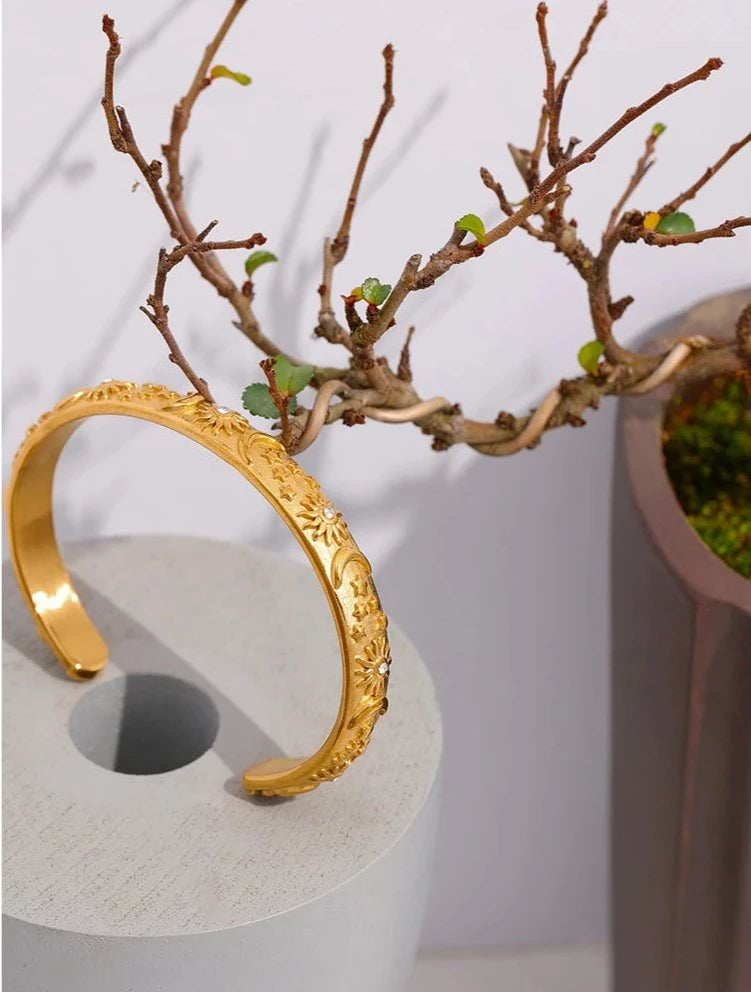 Gold Celestial Cuff Bracelet - Floral Fawna