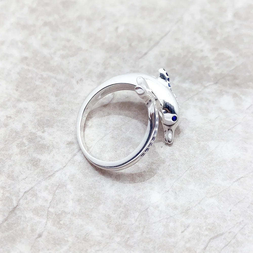 Sterling Silver Dolphin Ring - Floral Fawna
