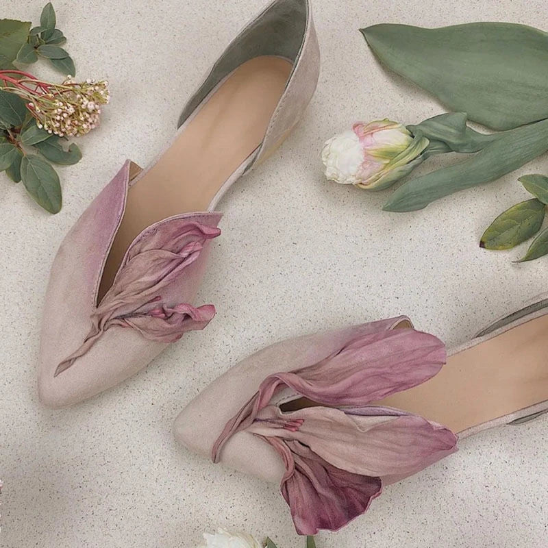 Petal Pointed Toe Pumps - Floral Fawna