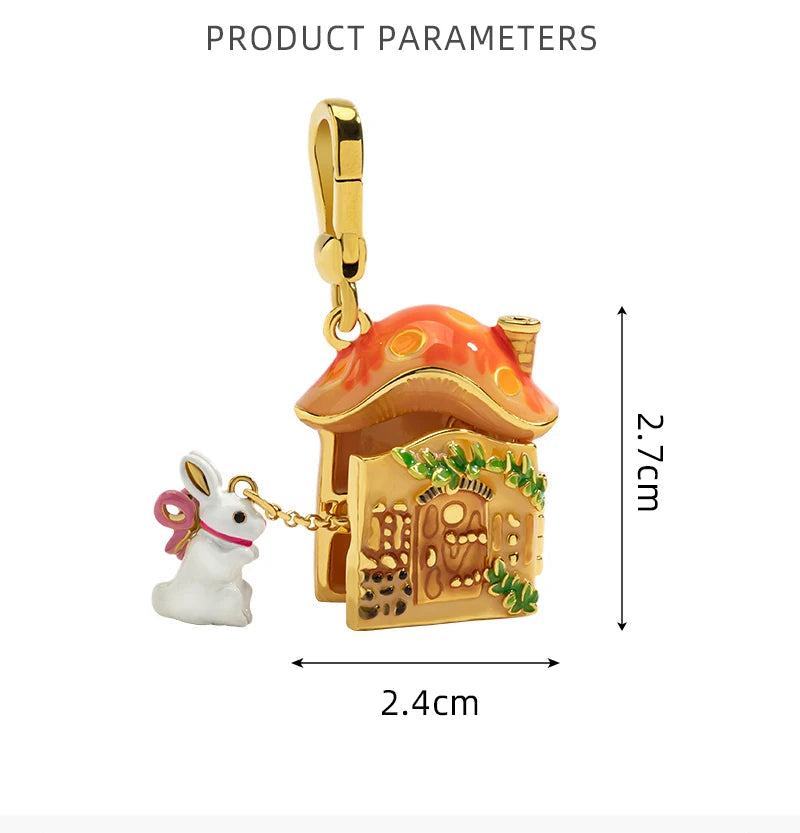 Rabbit & Mushroom House Necklace