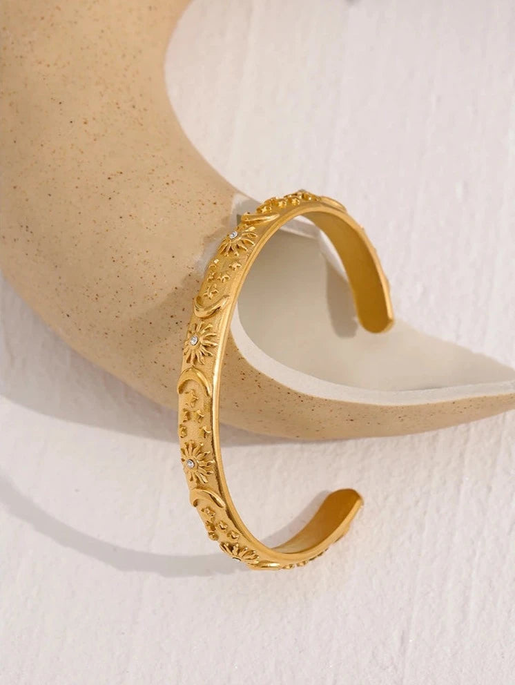 Gold Celestial Cuff Bracelet - Floral Fawna
