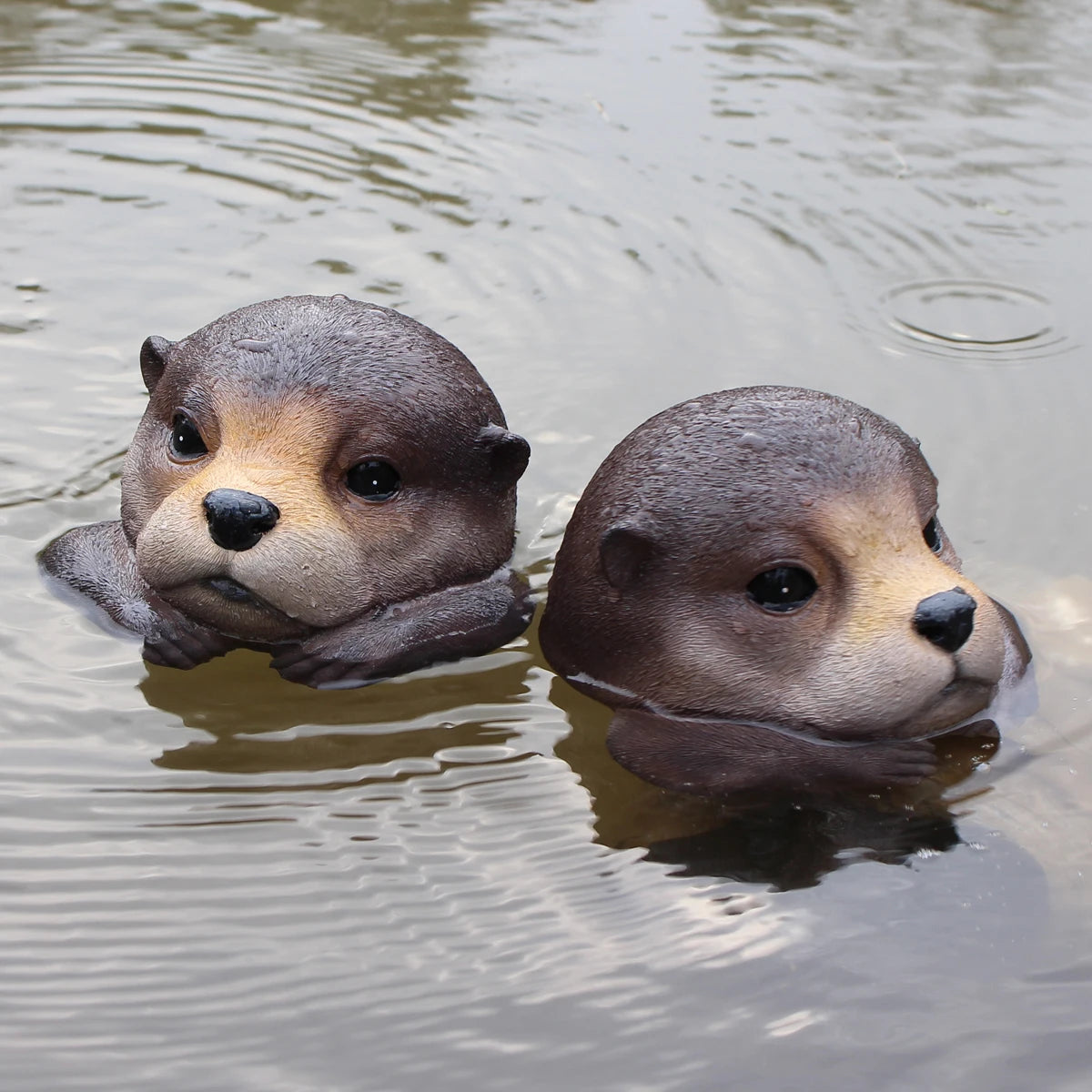 Floating Otter Pond Sculpture - Floral Fawna