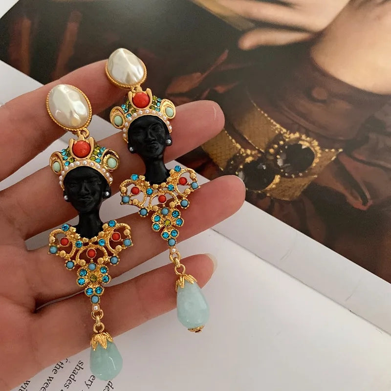 Egyptian Woman Dangle Earrings - Floral Fawna