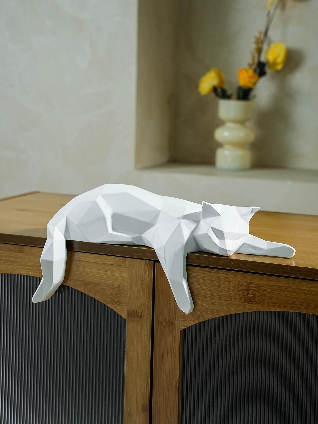 Geometric Cat Sculpture - Floral Fawna