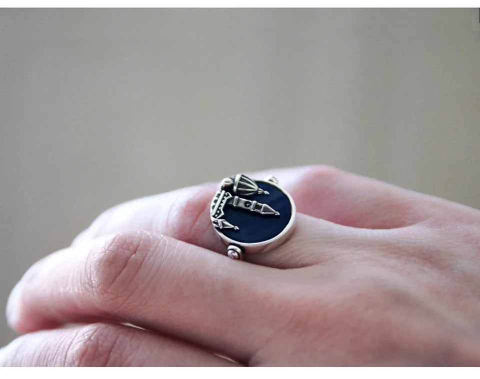 Sterling Silver Aventurine Cathedral Ring