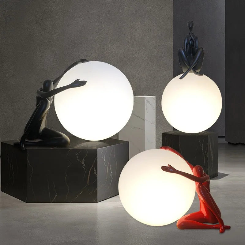 Human and Moon Table Light - Floral Fawna