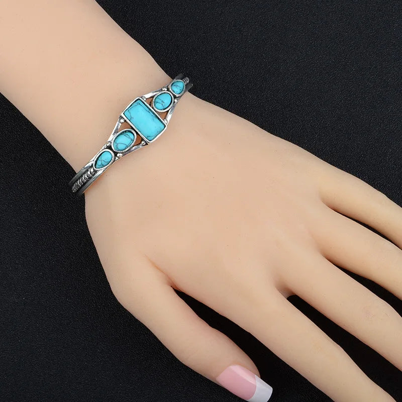Natural Stone Cuff Bangle - Floral Fawna