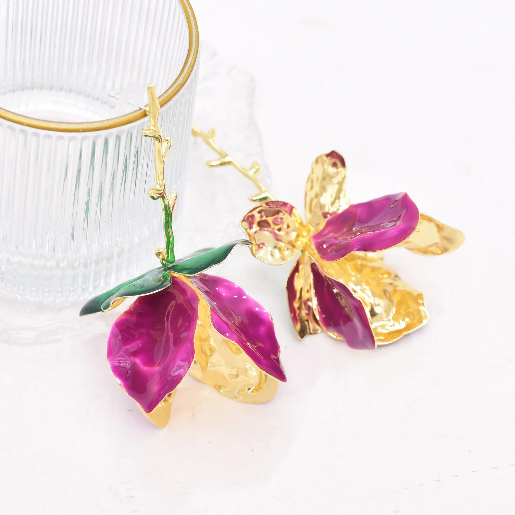 Rose Petal Dangle Earrings - Floral Fawna