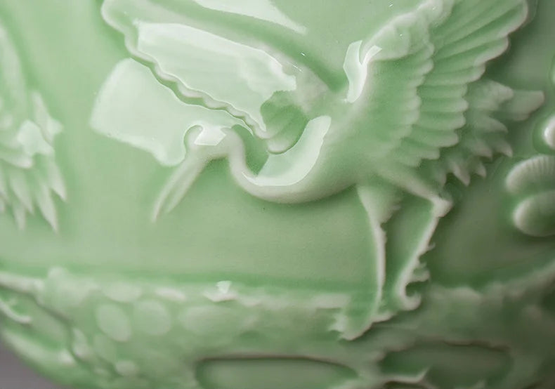 Ceramic Patterned Green Vase
