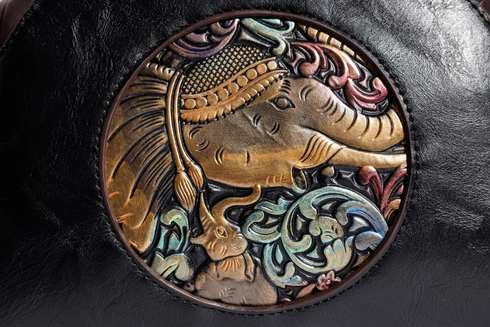 Elephant Embossed Messenger Bag - Floral Fawna