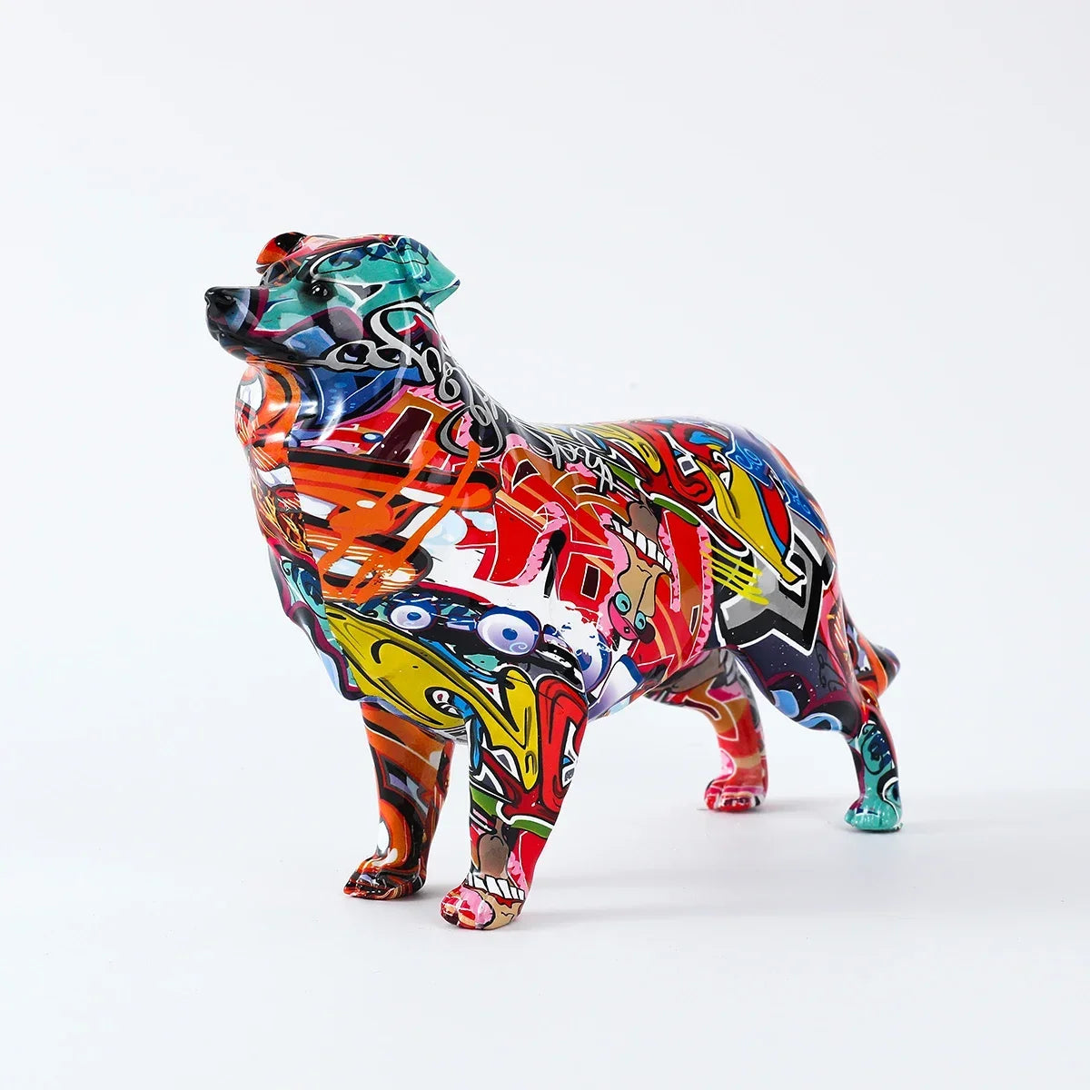 Abstract Border Collie Sculpture - Floral Fawna