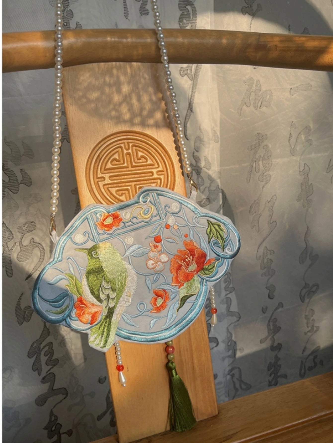 Floral Bird Embroidered Cotton Bag - Floral Fawna