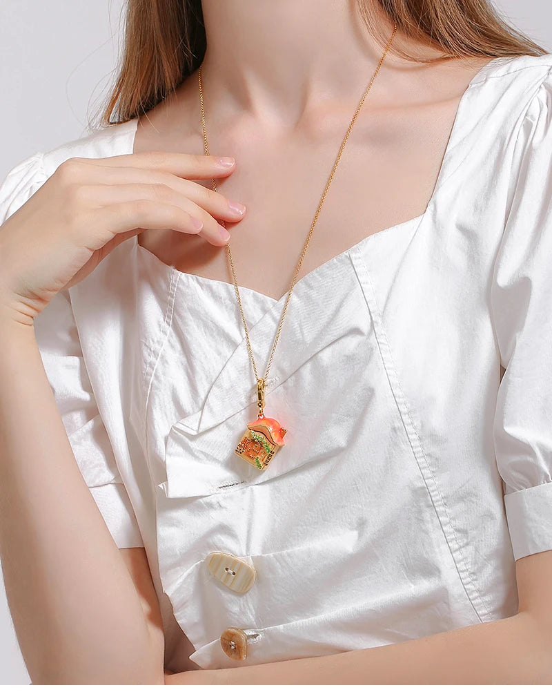 Rabbit & Mushroom House Necklace