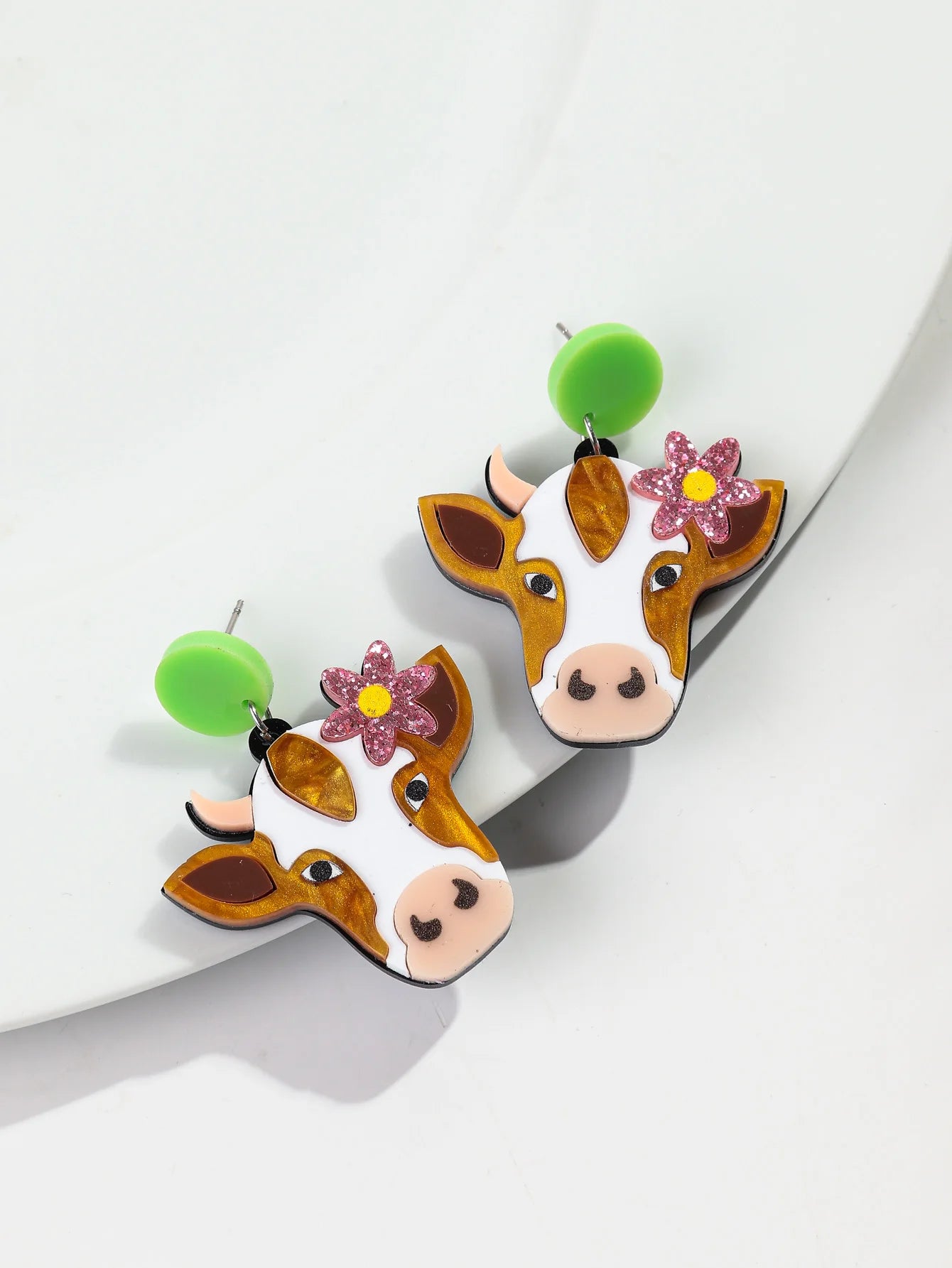 Acrylic Highland Cow Earrings - Floral Fawna