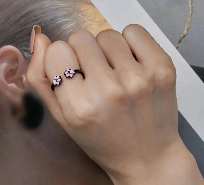 Sterling Silver Cat Paw Ring - Floral Fawna