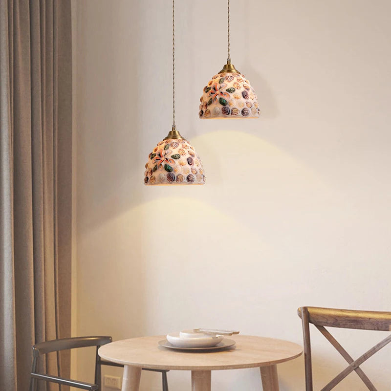 Mediterranean Sea Shell Pendant Lamp - Floral Fawna