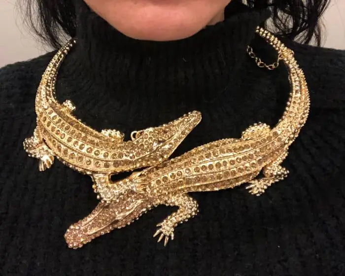 Statement Croc Necklace - Floral Fawna