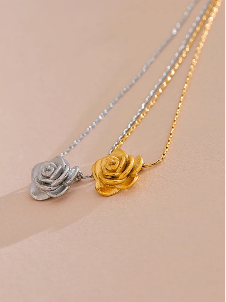 18K Gold Plated Rose Necklace - Floral Fawna