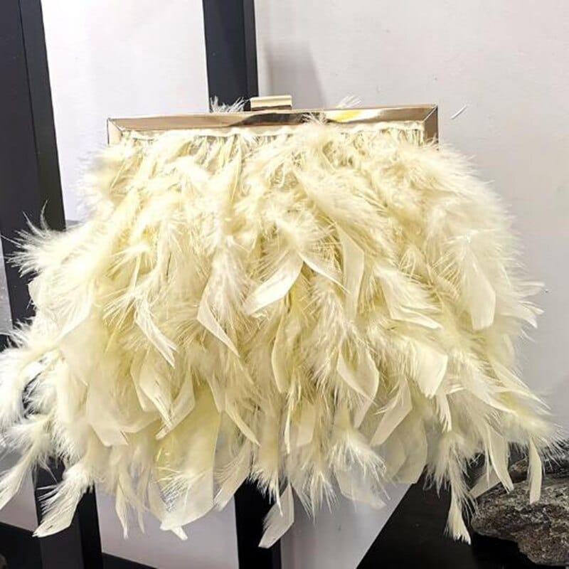 Gatsby Feather & Pearl Evening Bag - Floral Fawna