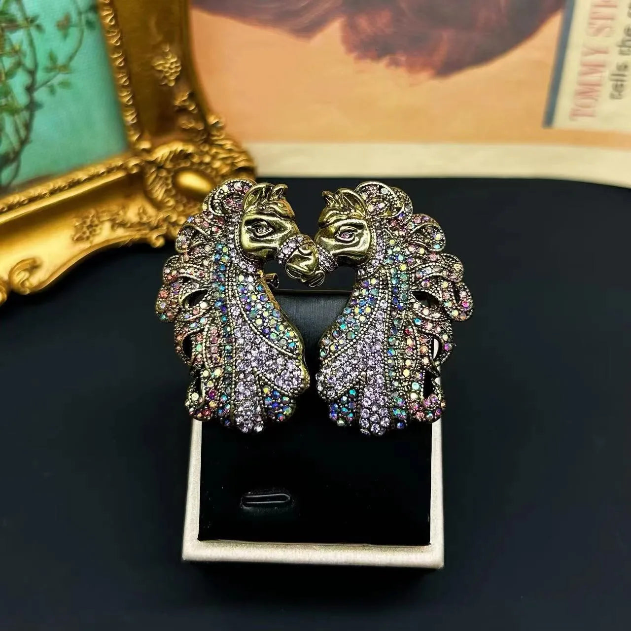 Two Headed Horse Statement Jewellery Set - Floral Fawna