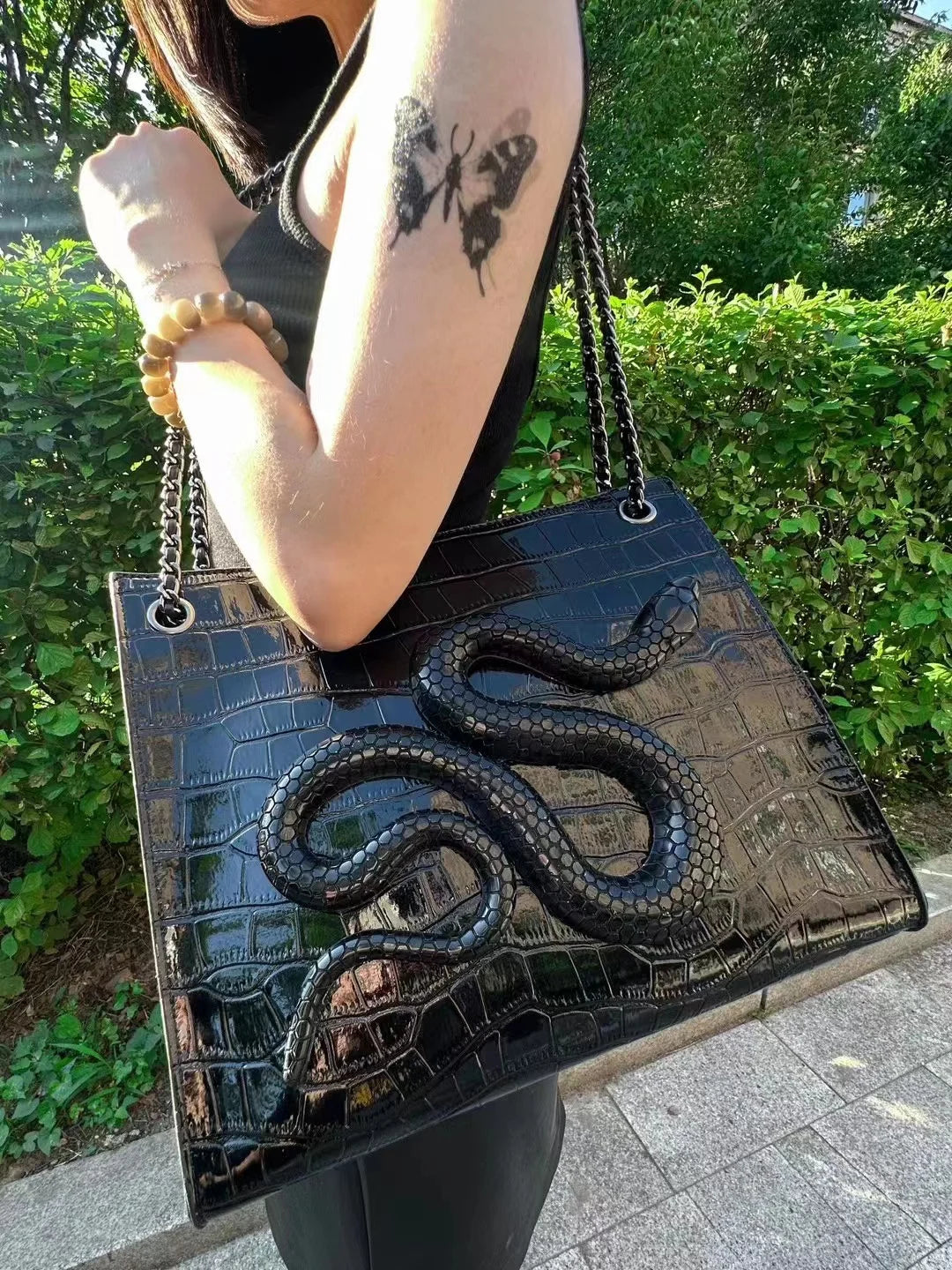 3D Faux Croc Skin Snake Bag
