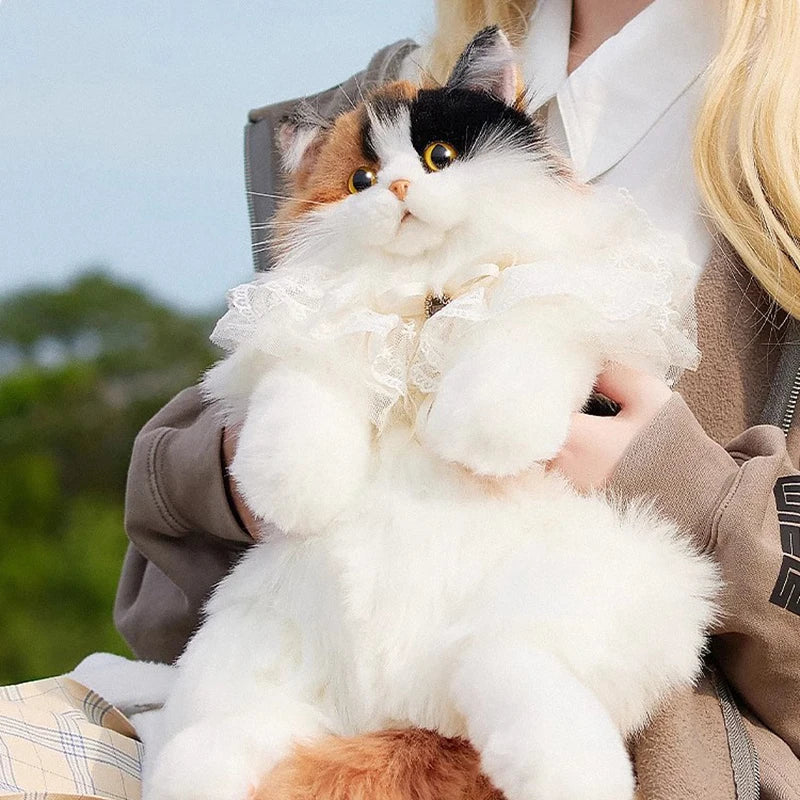 Realistic Plush Cat Backpack - Floral Fawna