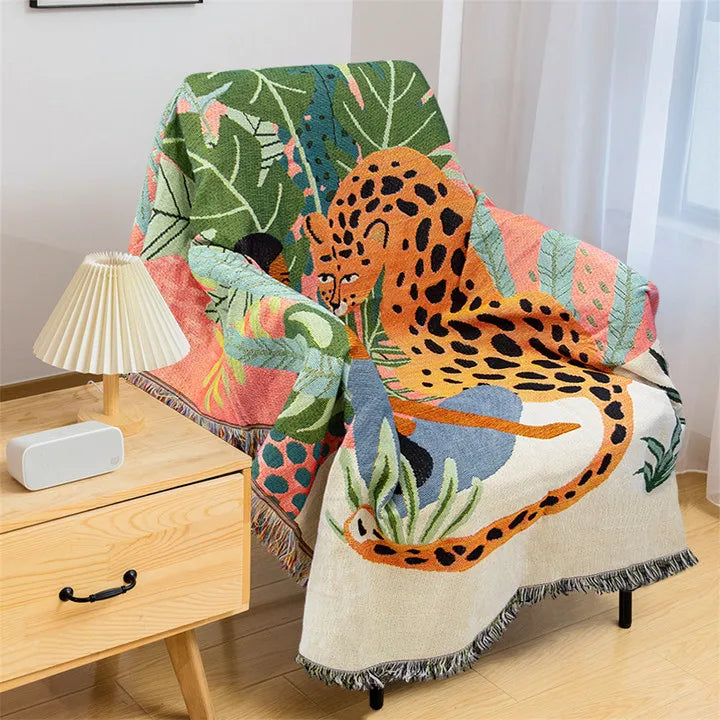 Abstract Leopard Jungle Throw - Floral Fawna