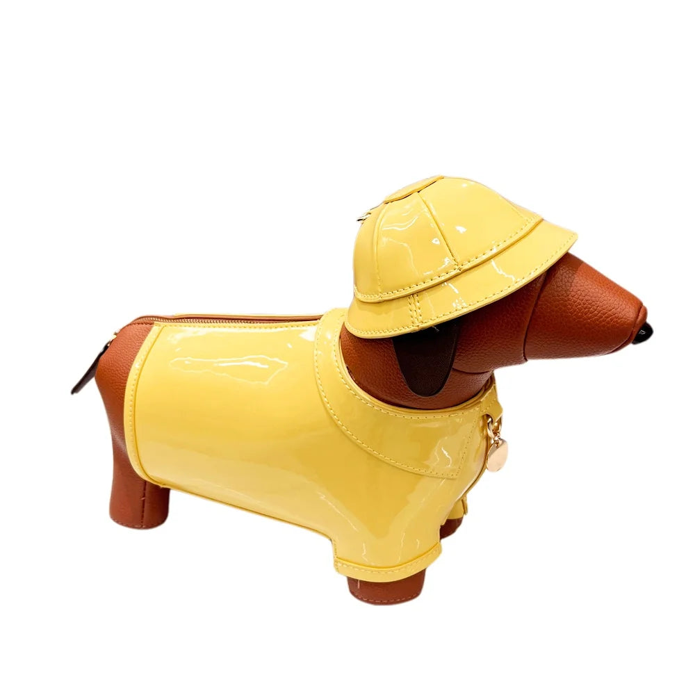 Dachshund In Rain Coat Crossbody Bag - Floral Fawna
