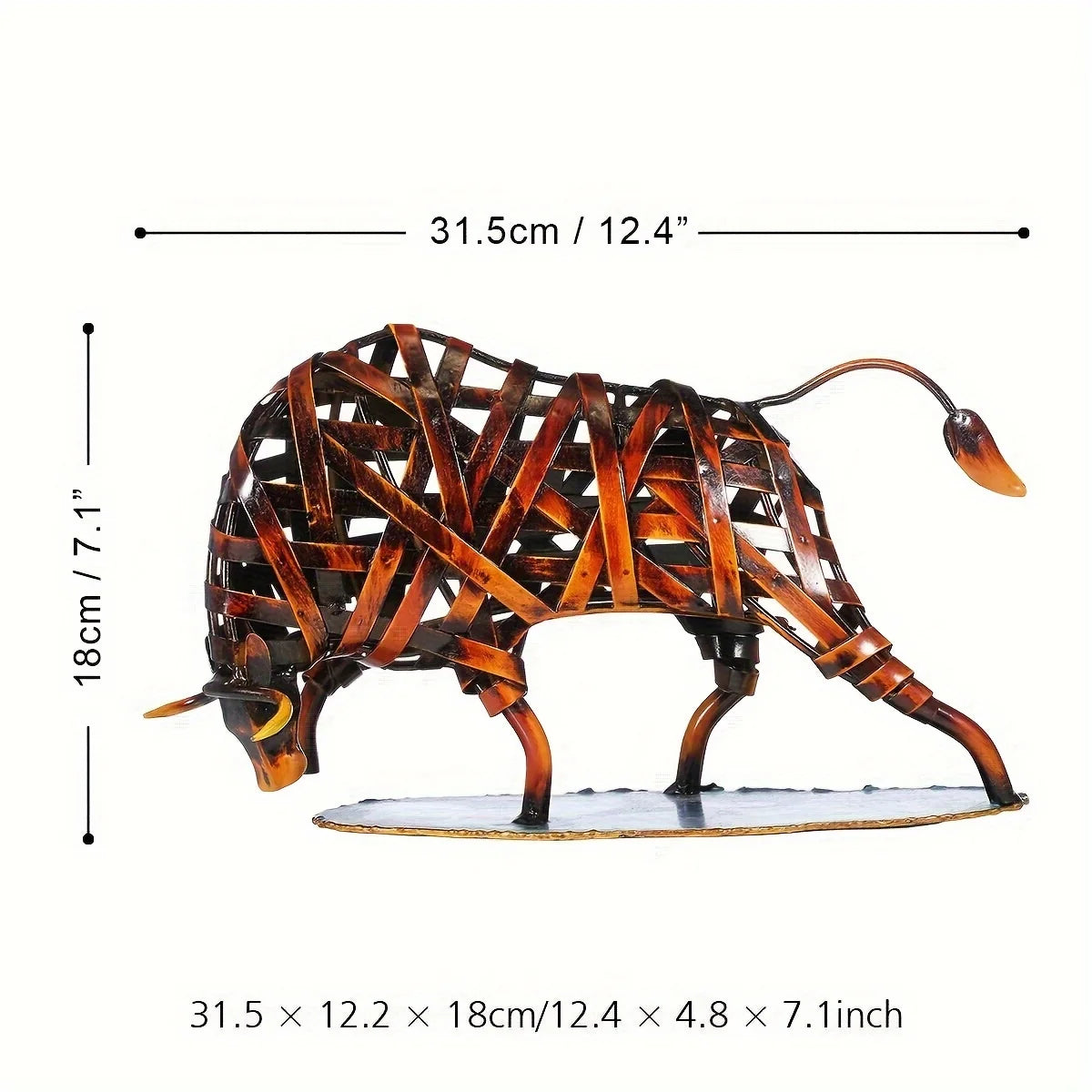 Woven Iron Bull Sculpture - Floral Fawna