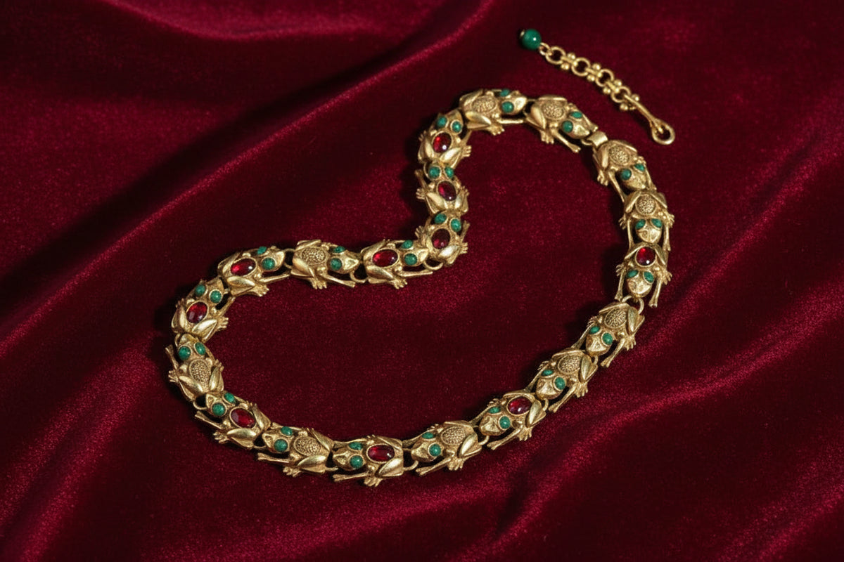 18K Gold Frog Plated Necklace