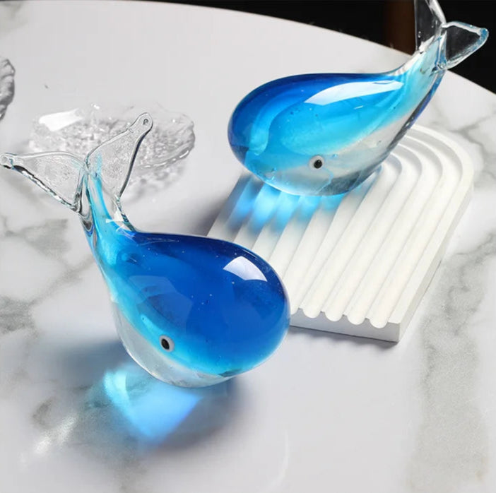 Glass Whale Ornament - Floral Fawna