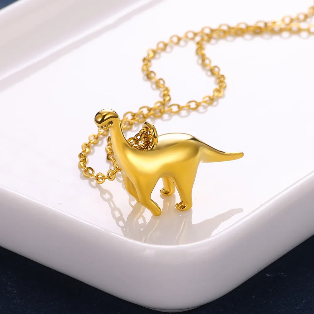 Gold Dinosaur Necklace - Floral Fawna