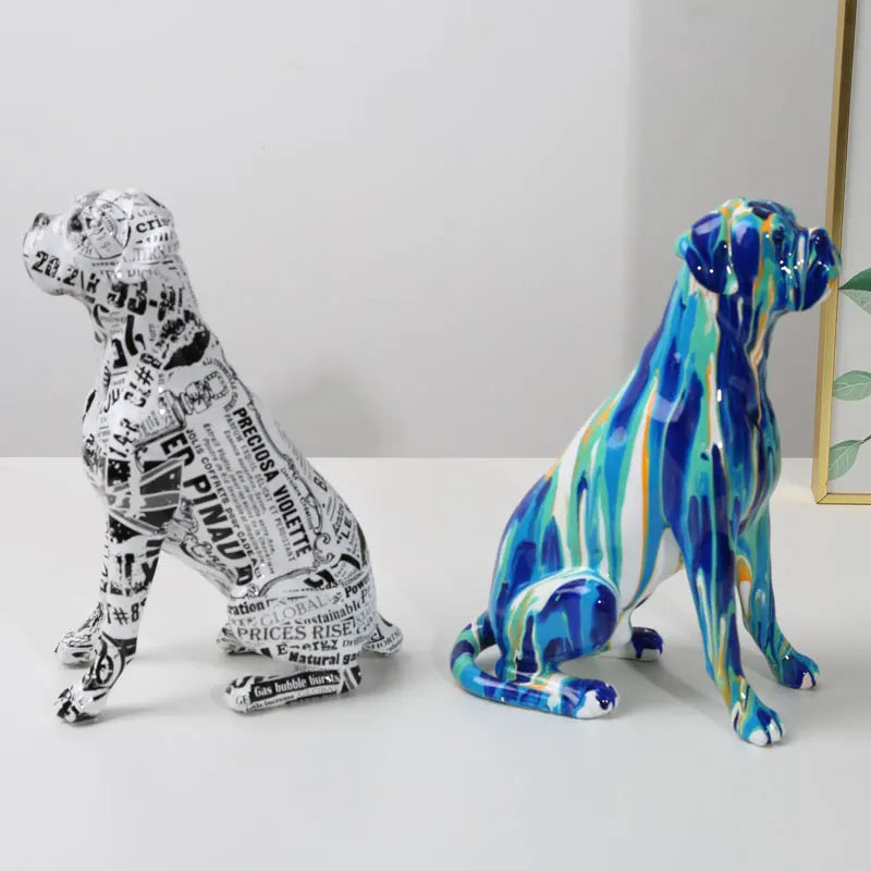 Abstract Boxer Sculpture - Floral Fawna