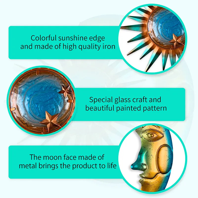 Metal Sun & Moon Wall Decoration - Floral Fawna