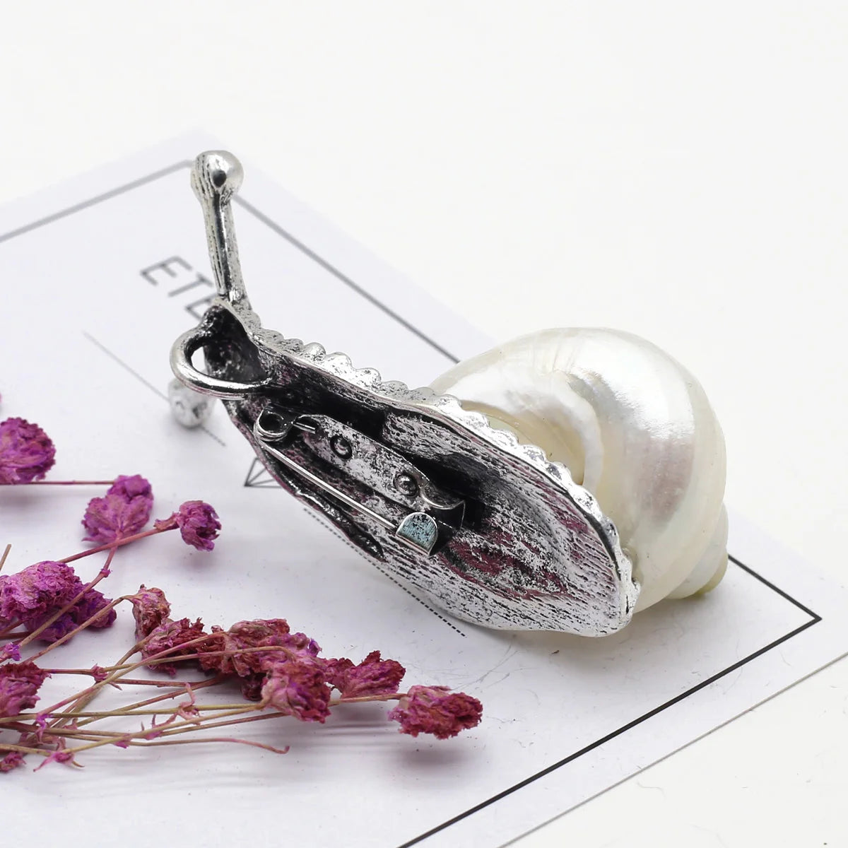 Sea Snail & Conch Shell Brooch - Floral Fawna