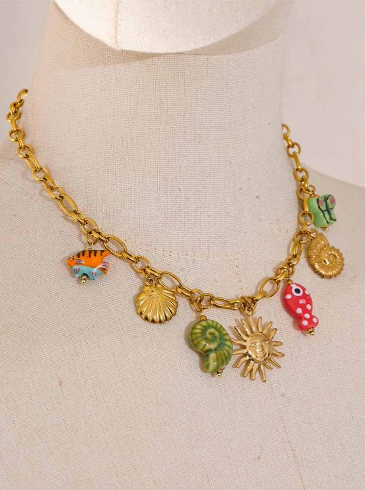 Ocean Pendant Necklace - Floral Fawna