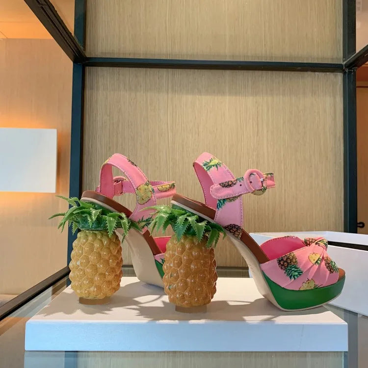 Pineapple Platform Sandals - Floral Fawna