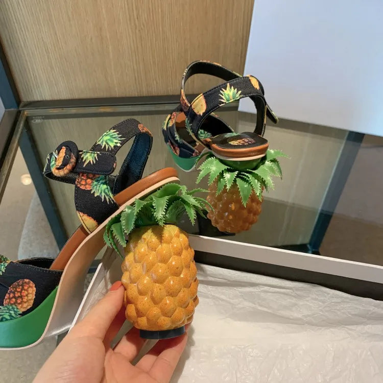 Pineapple Platform Sandals - Floral Fawna