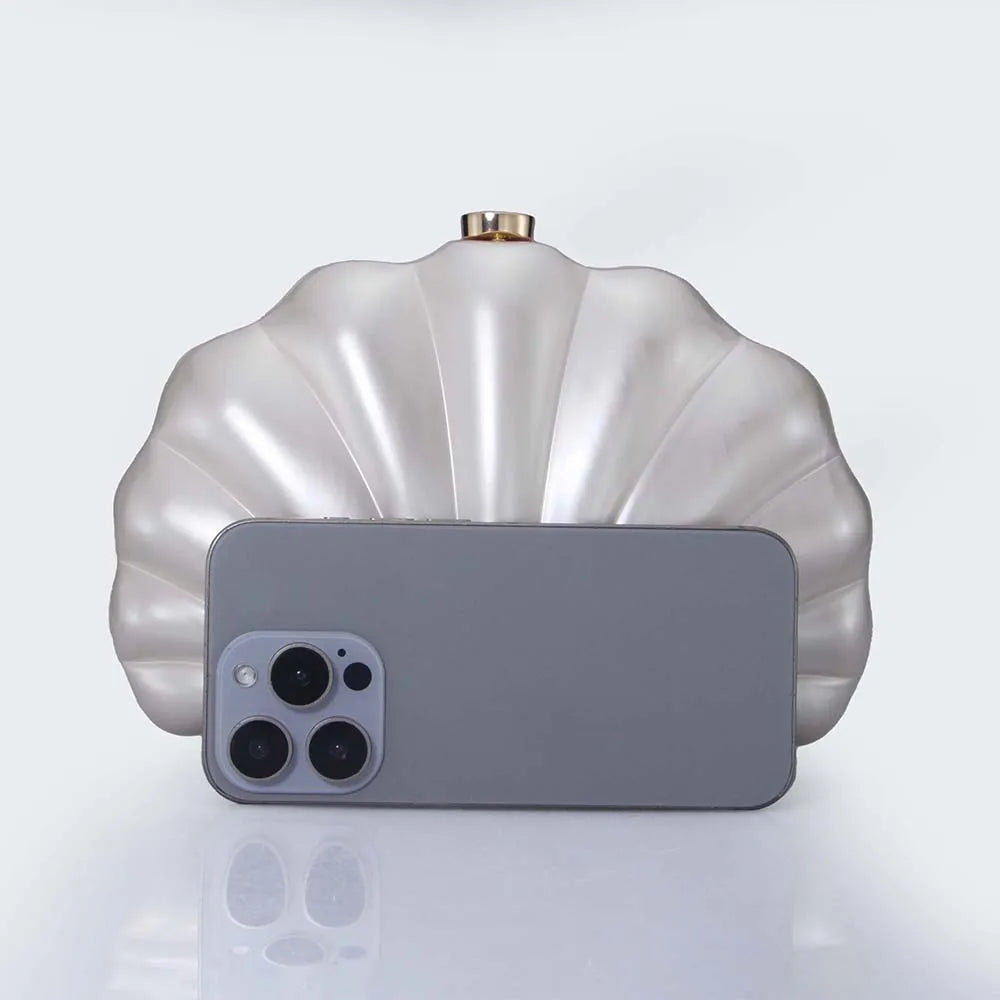 Acrylic Shell Clutch Bag - Floral Fawna