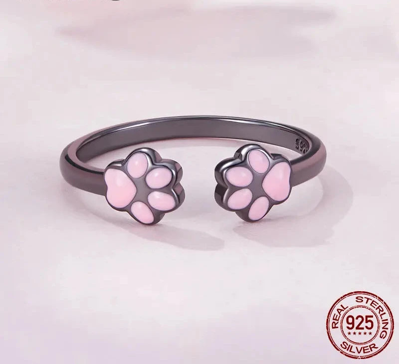 Sterling Silver Cat Paw Ring - Floral Fawna
