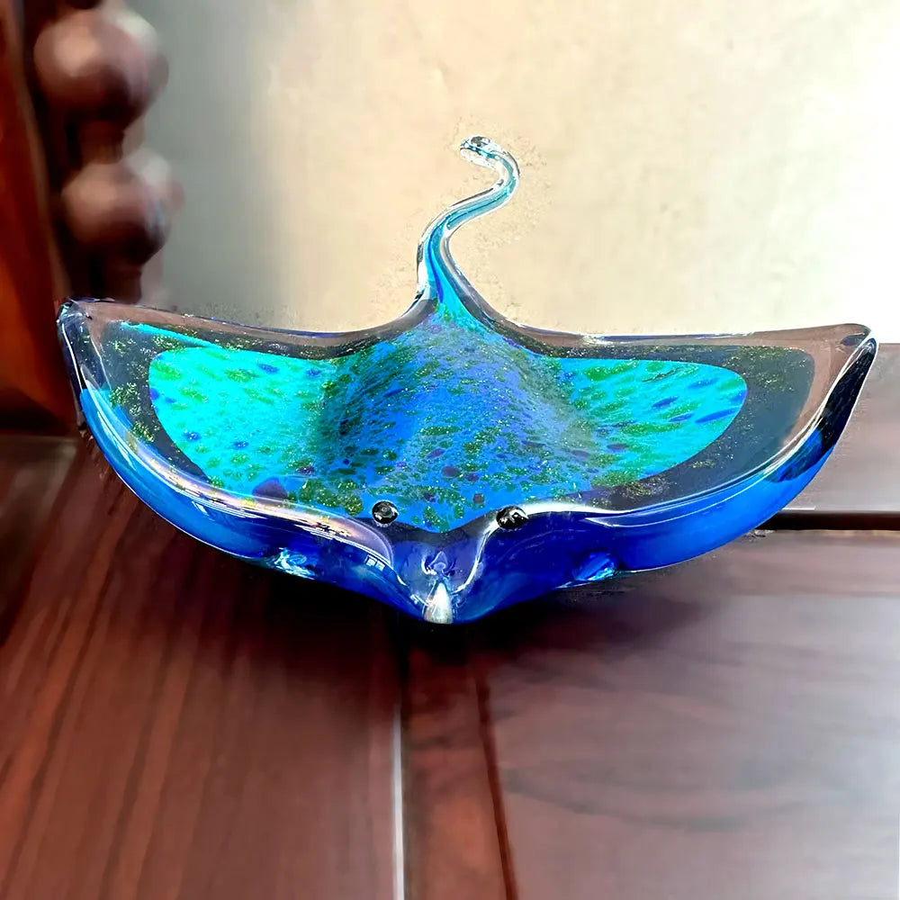 Glass Blown Sting Ray Sculpture - Floral Fawna