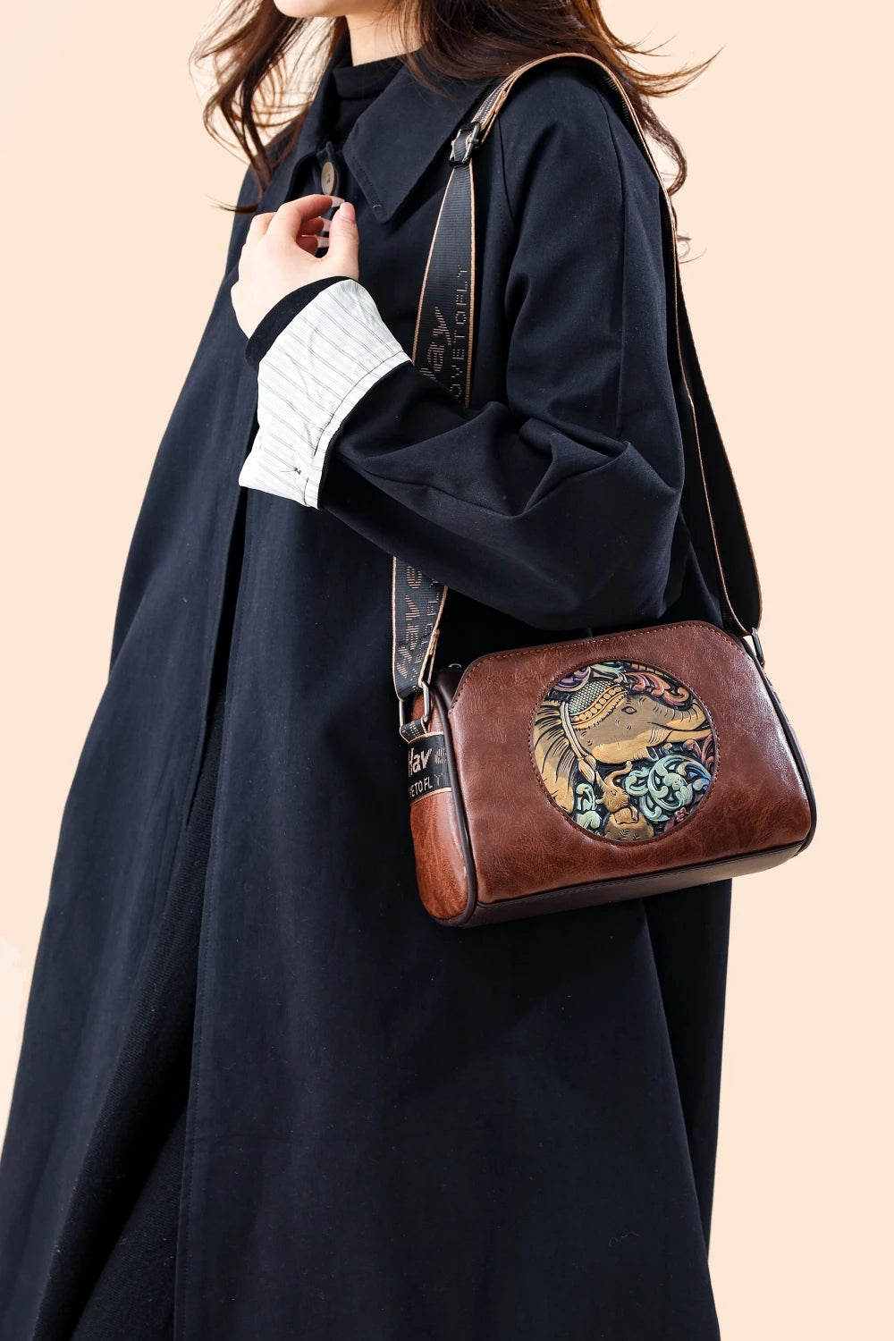 Elephant Embossed Messenger Bag - Floral Fawna