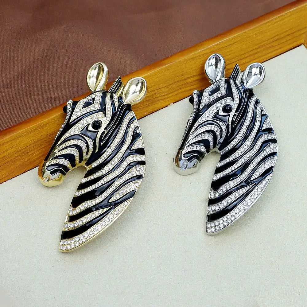 Zebra Rhinestone Brooch - Floral Fawna