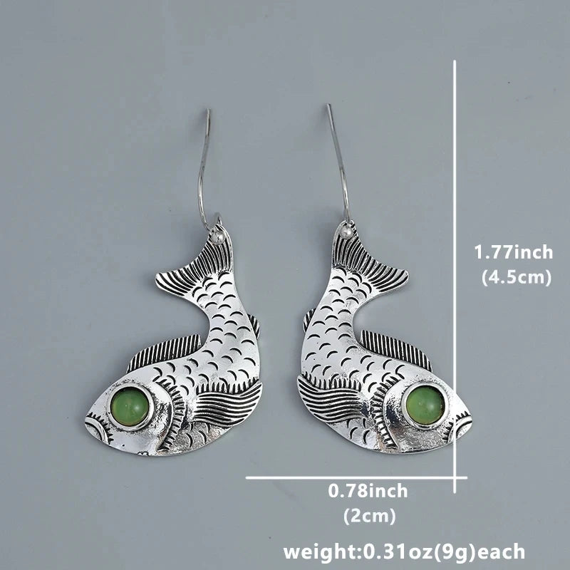 Silver Fish Earrings - Floral Fawna